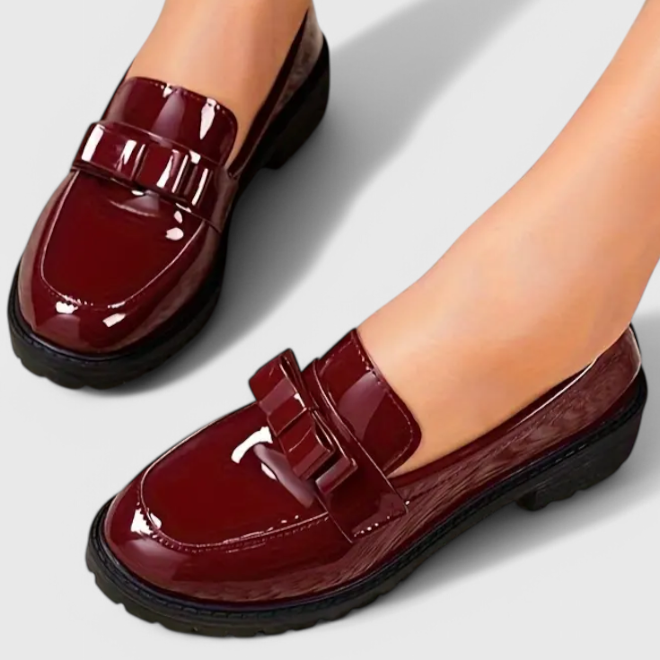 Cecilia - Bow Detail Block Heel Loafers