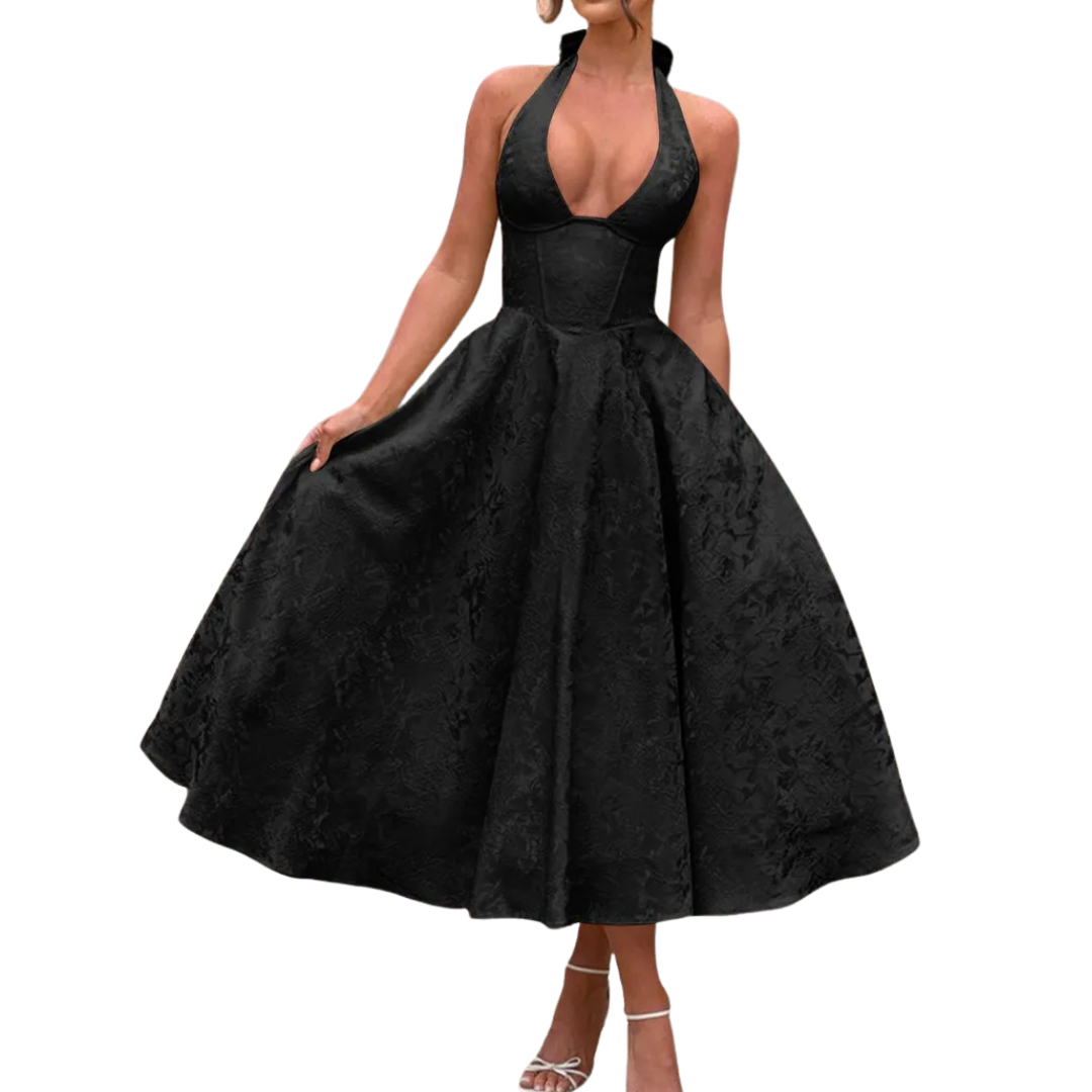 Marianne - Elegant Halter V-Neck Dress