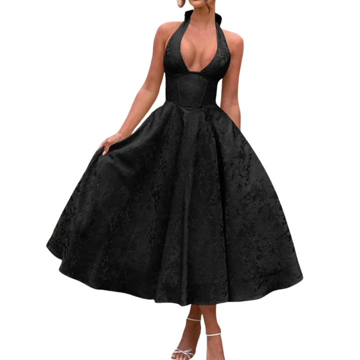 Marianne - Elegant Halter V-Neck Dress