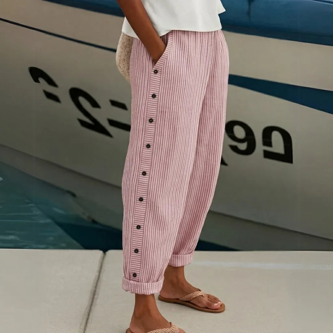Harper - Stylish Striped Button Pants