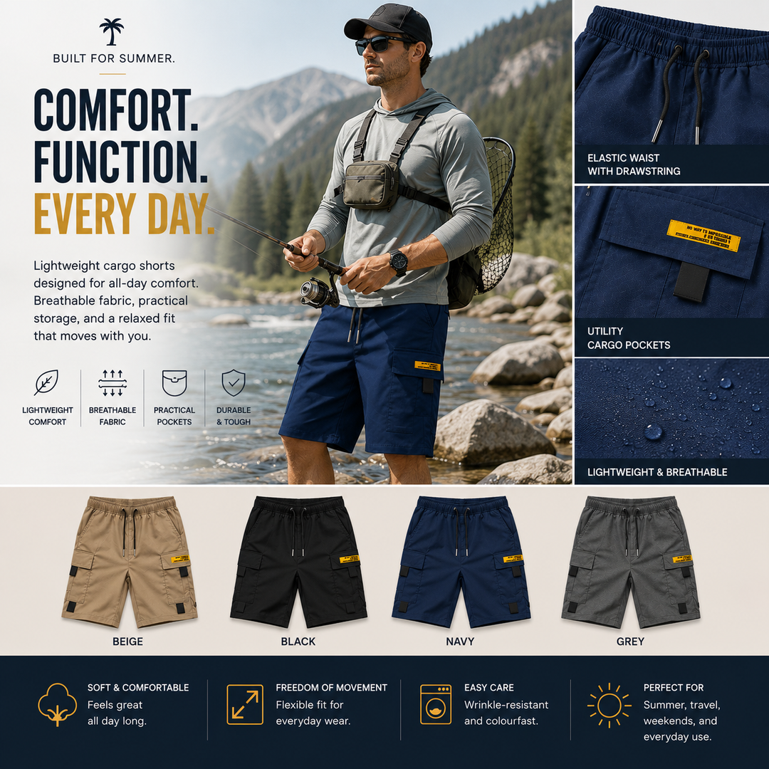 Gary - Casual Multi-Pocket Cargo Shorts