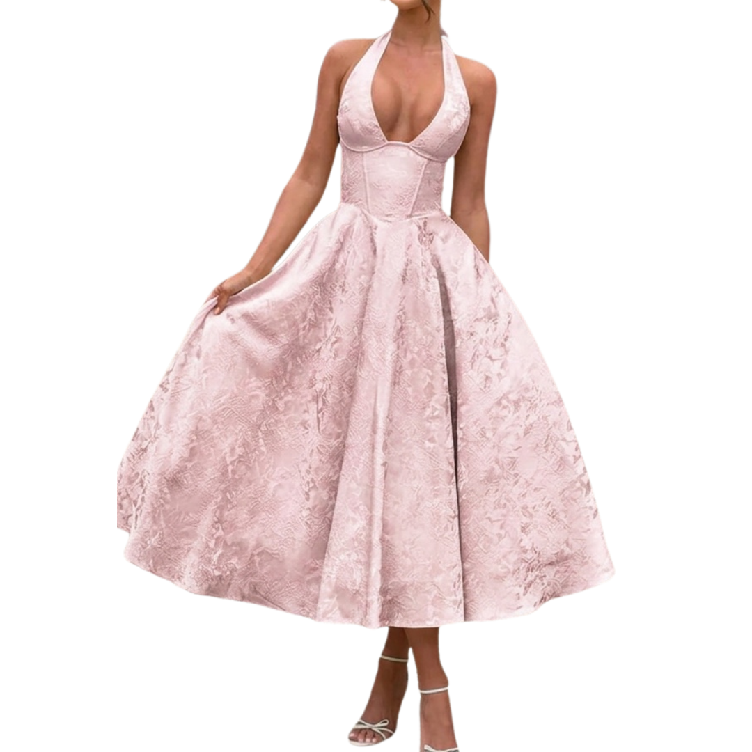 Marianne - Elegant Halter V-Neck Dress