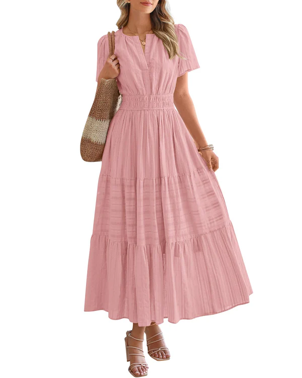 Suzanne - Boho Maxi Dress with V-Neck & Flowing Fit