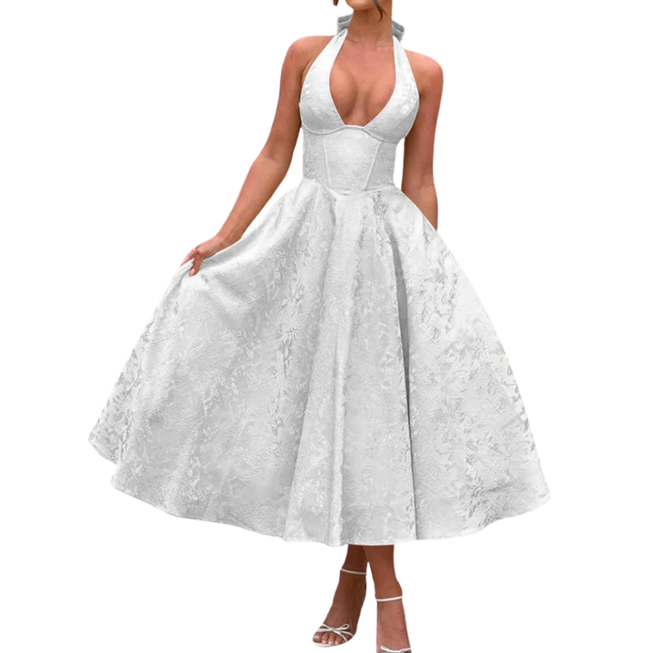 Marianne - Elegant Halter V-Neck Dress