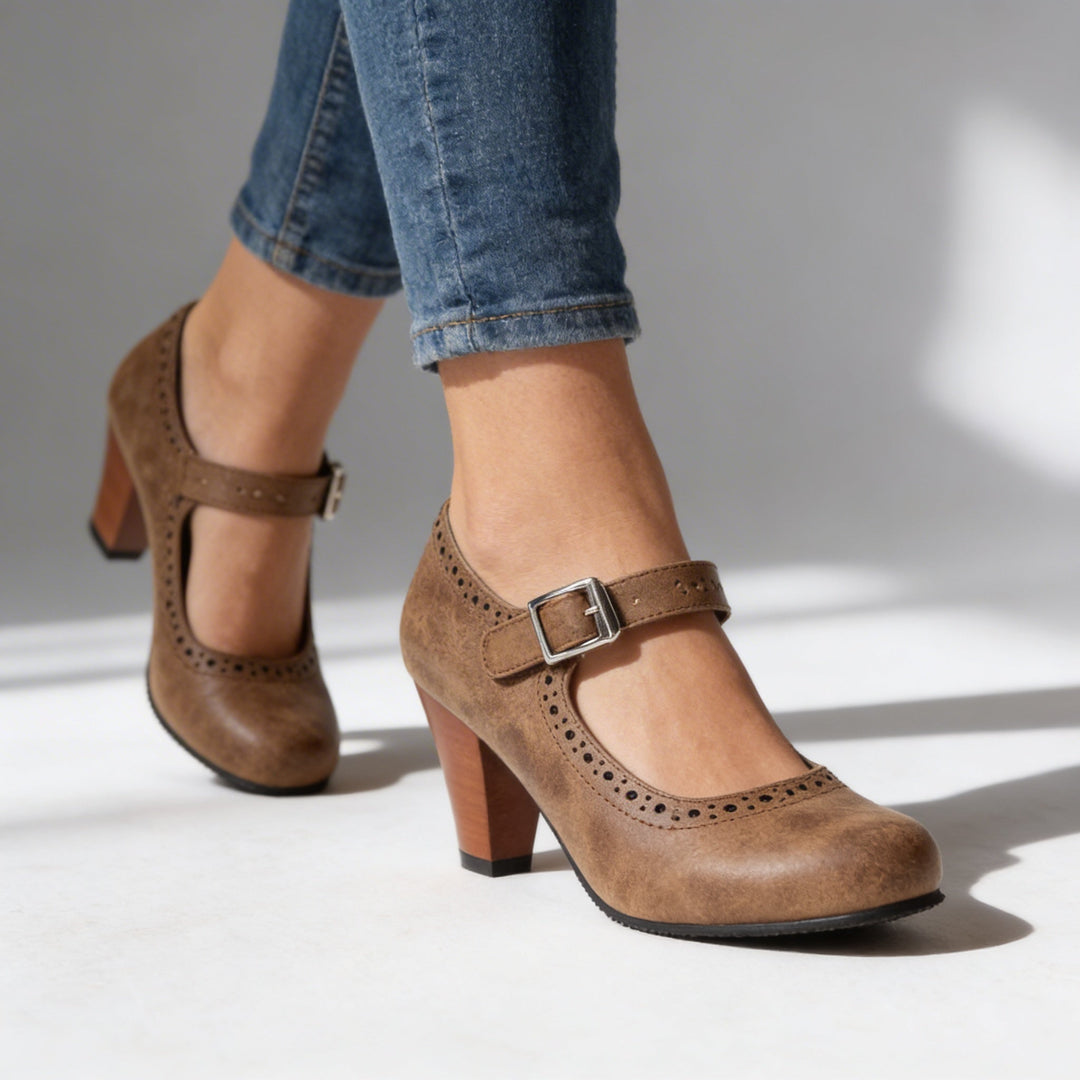 Stacey - Elegant Block Heel Brogue Shoes
