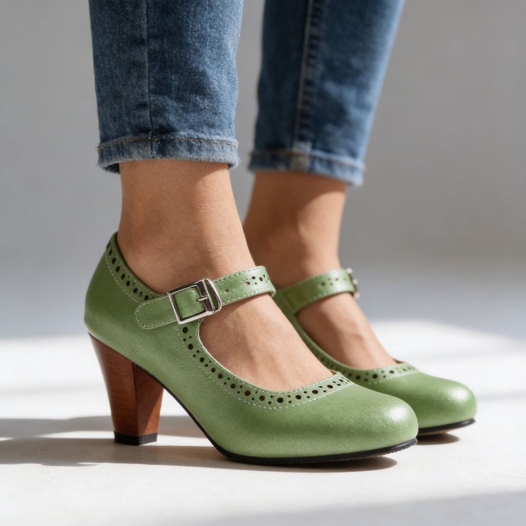 Stacey - Elegant Block Heel Brogue Shoes