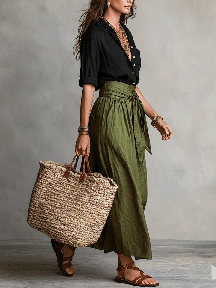 Tamara - Two-Piece Shirt & Midi Skirt Set