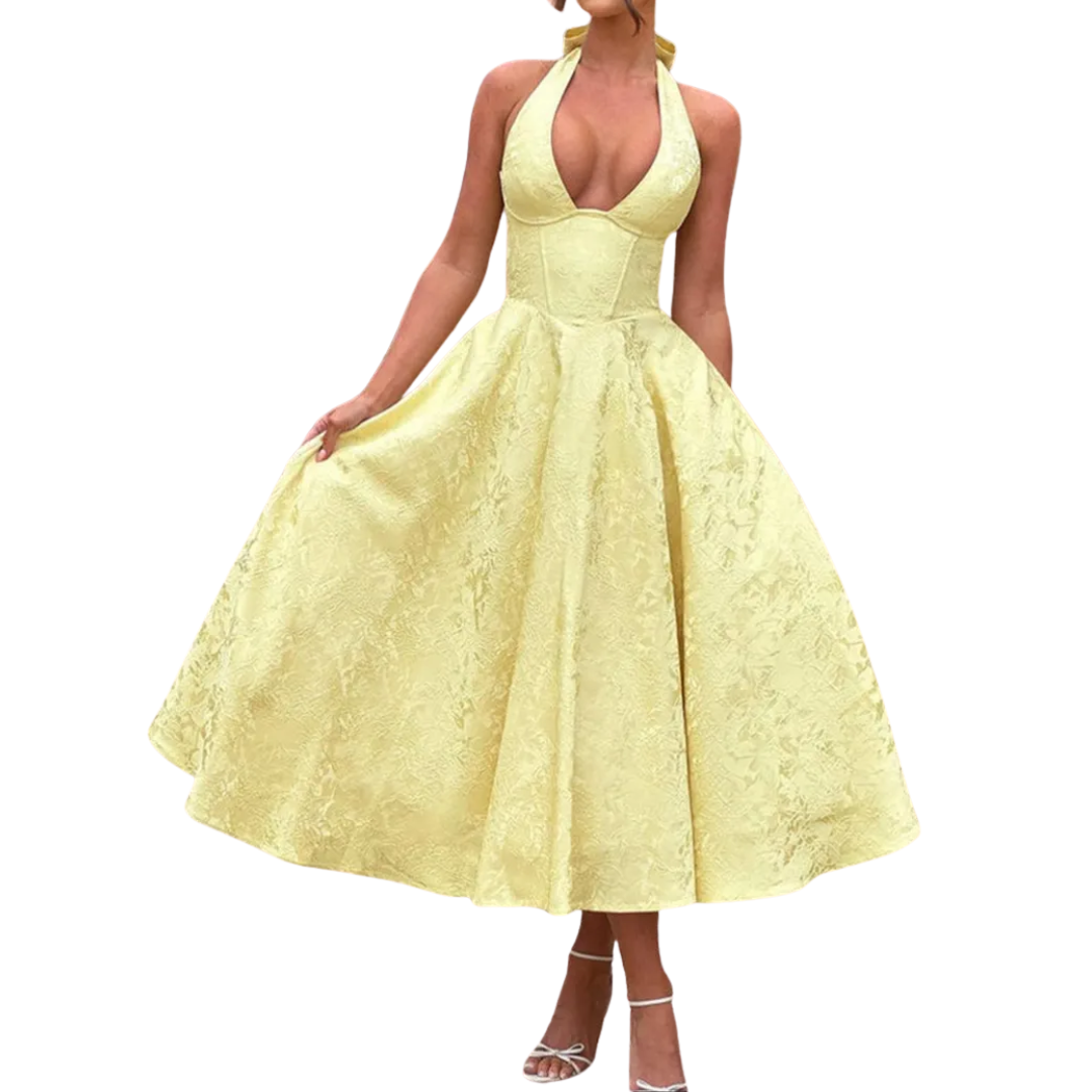 Marianne - Elegant Halter V-Neck Dress