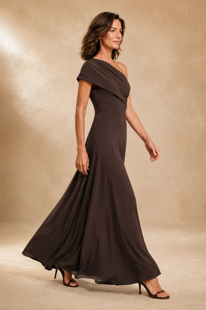 Abigail | Women's Draped Maxi One Shoulder Dress