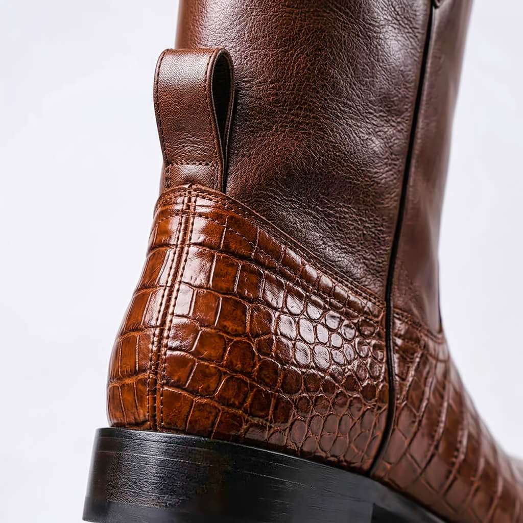 Adam | Men's Pull Tab Pointed Toe Croc Cowboy Boots