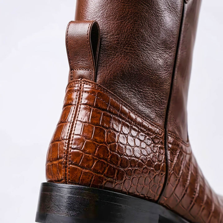 Adam | Men's Pull Tab Pointed Toe Croc Cowboy Boots