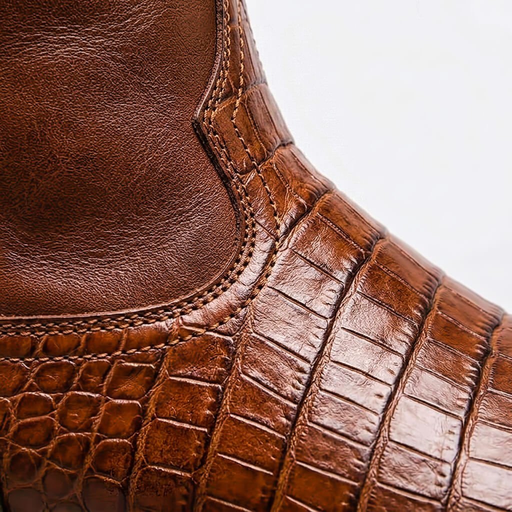Adam | Men's Pull Tab Pointed Toe Croc Cowboy Boots