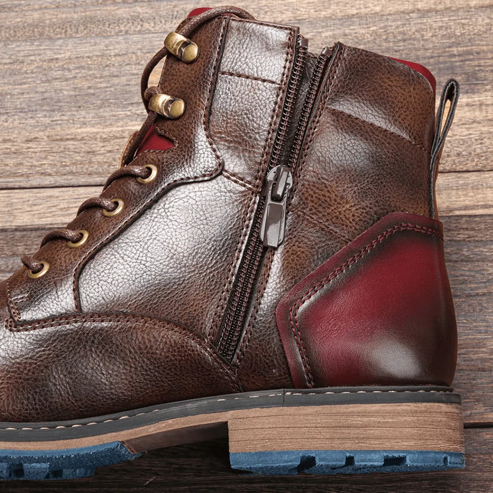 Adrian | Men's Cap Toe Side Zip Lace Up Ankle Boots