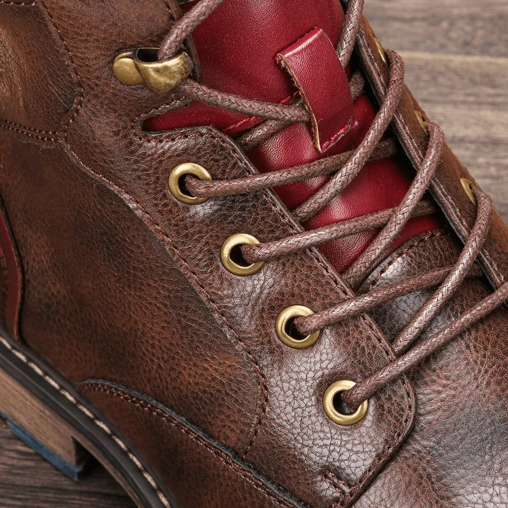 Adrian | Men's Cap Toe Side Zip Lace Up Ankle Boots