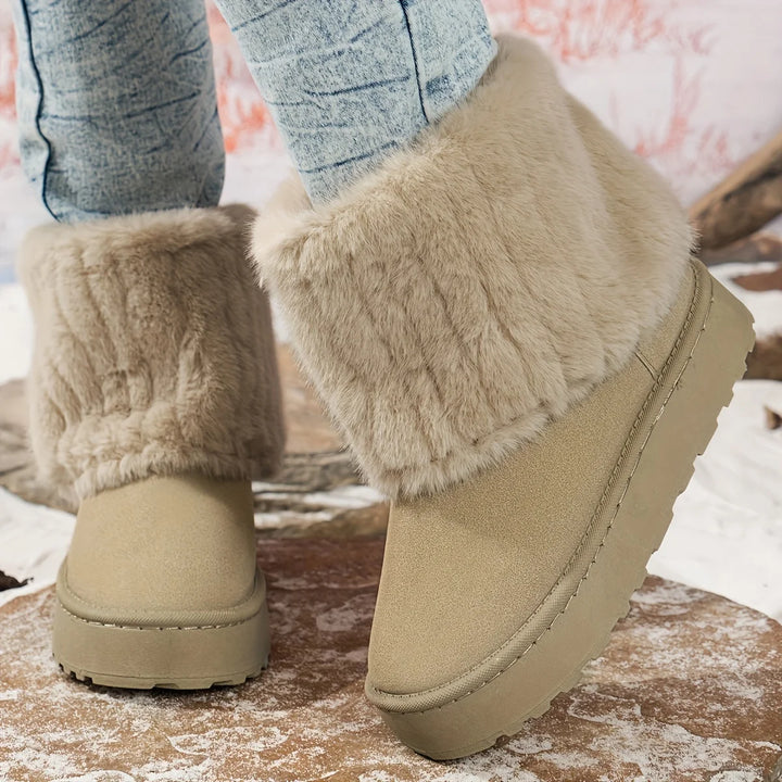 Anna | Women's Fold Over Cuff Pull On Platform Boots