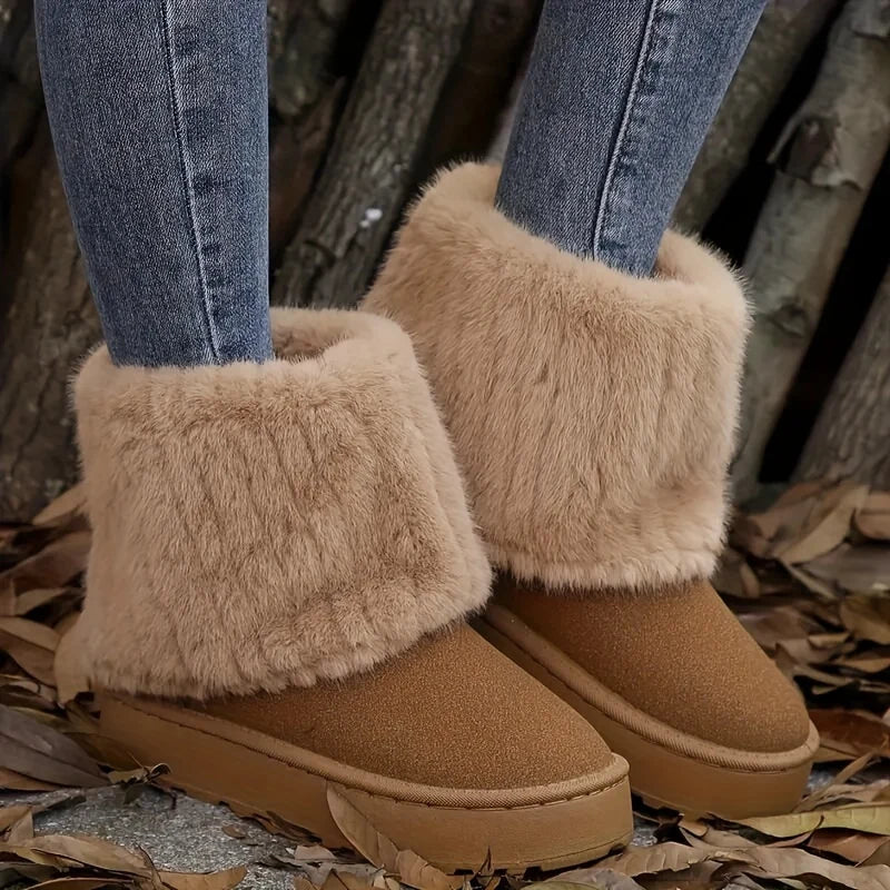 Anna | Women's Fold Over Cuff Pull On Platform Boots