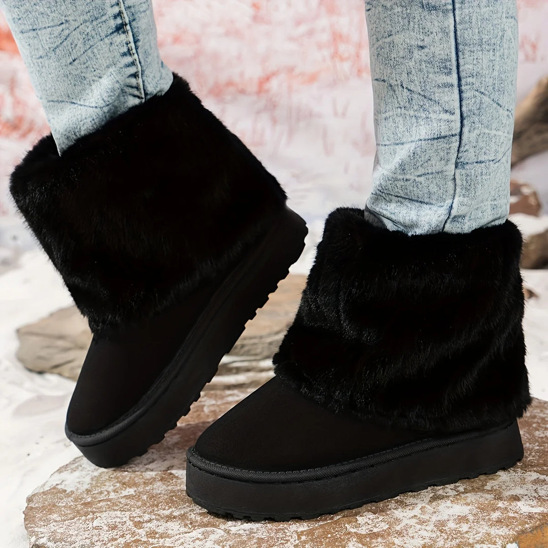 Anna | Women's Fold Over Cuff Pull On Platform Boots