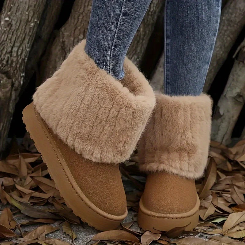 Anna | Women's Fold Over Cuff Pull On Platform Boots