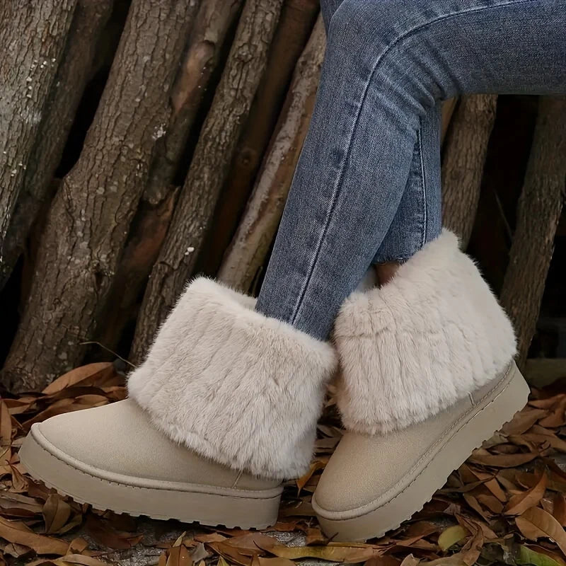 Anna | Women's Fold Over Cuff Pull On Platform Boots