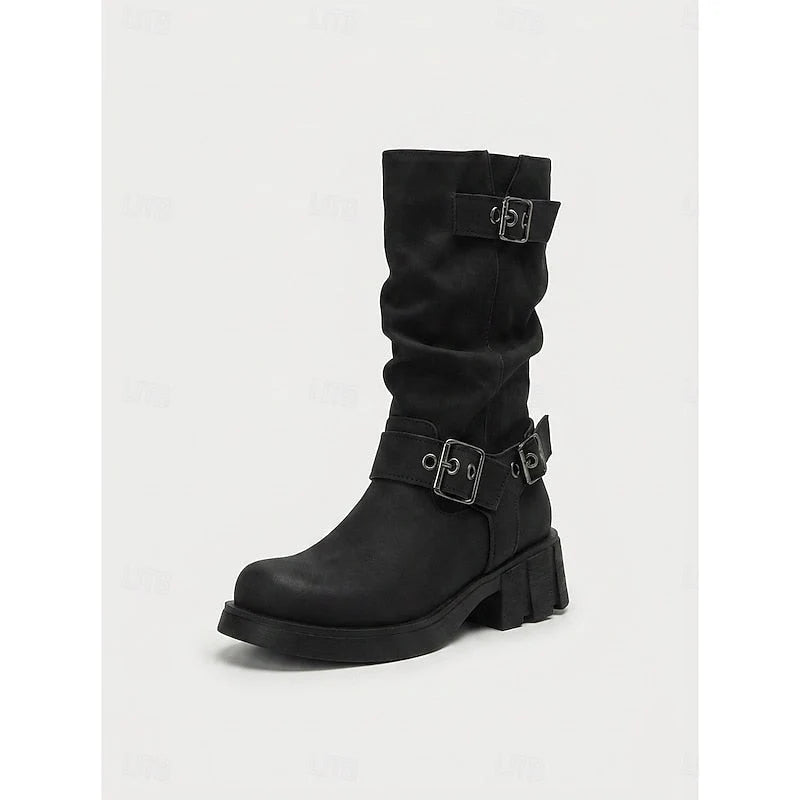 Anne-Marie | Women's Mid-Calf Buckle Boots