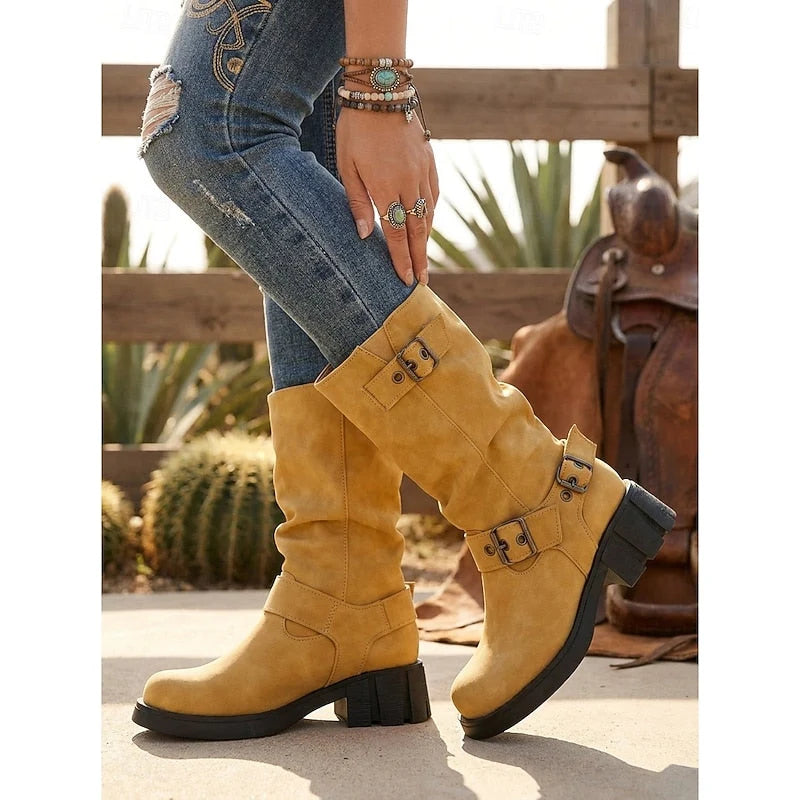 Anne-Marie | Women's Mid-Calf Buckle Boots