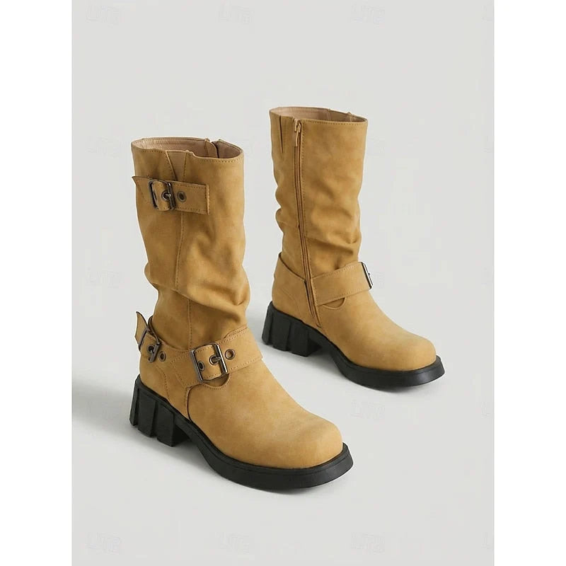 Anne-Marie | Women's Mid-Calf Buckle Boots