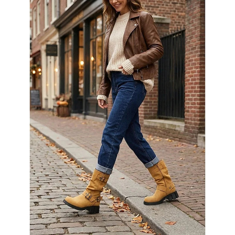 Anne-Marie | Women's Mid-Calf Buckle Boots