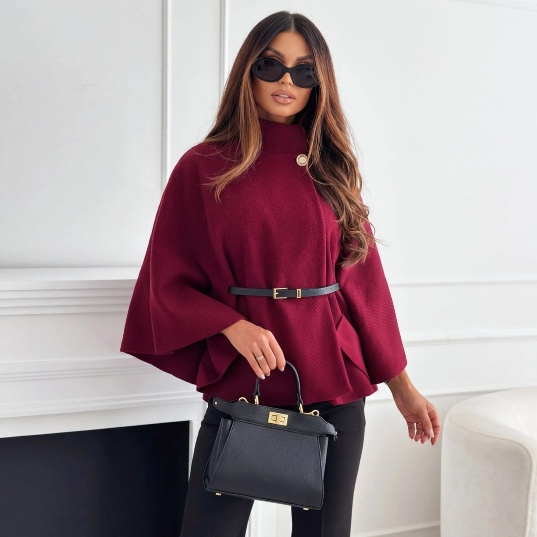 Annette | Women's Belted Cape-Sleeve Sweater