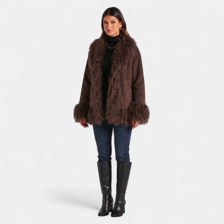Annika | Women's Relaxed Shaggy Trim Penny Lane Coat