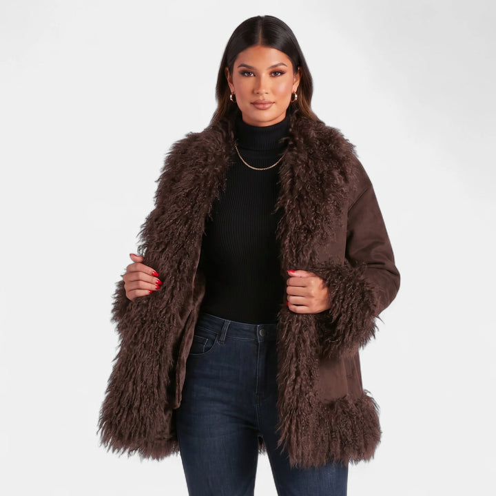 Annika | Women's Relaxed Shaggy Trim Penny Lane Coat