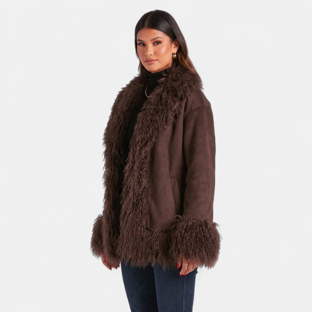 Annika | Women's Relaxed Shaggy Trim Penny Lane Coat