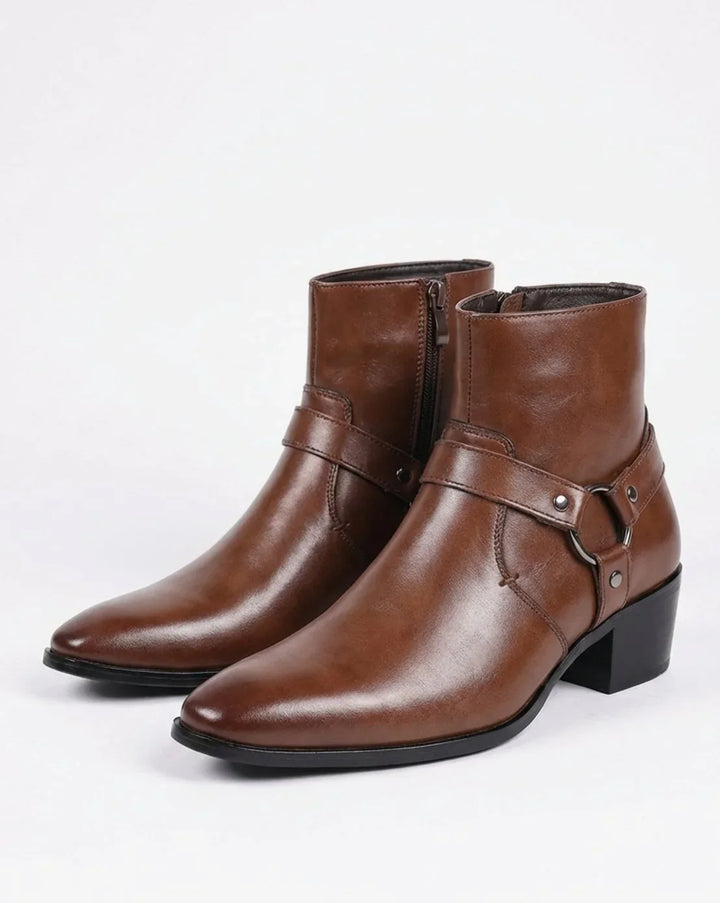 Bennett | Men's Pointed Toe Boots Harness Ring Ankle Height