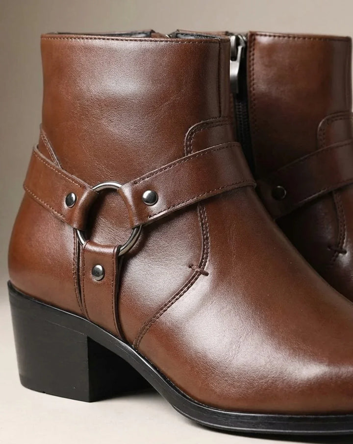 Bennett | Men's Pointed Toe Boots Harness Ring Ankle Height