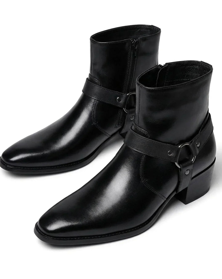 Bennett | Men's Pointed Toe Boots Harness Ring Ankle Height