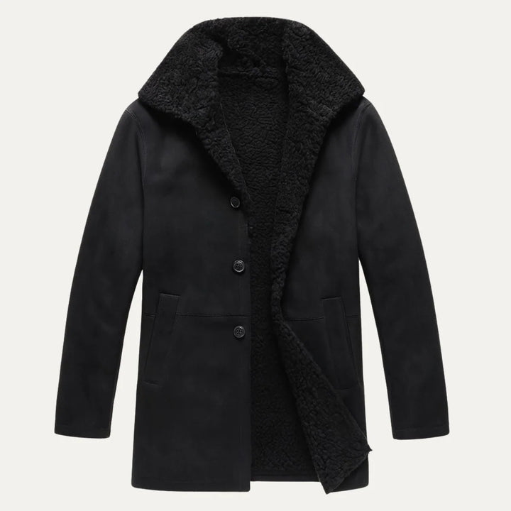 Bernard | Men's Button Front Wide Collar Shearling Coat