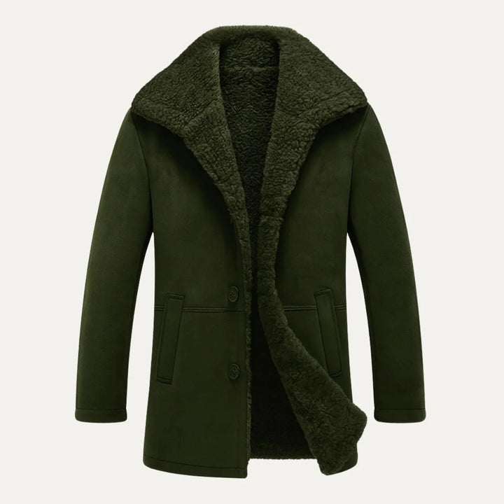 Bernard | Men's Button Front Wide Collar Shearling Coat