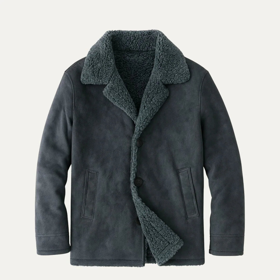 Bernard | Men's Button Front Wide Collar Shearling Coat