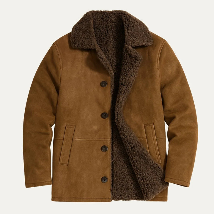 Bernard | Men's Button Front Wide Collar Shearling Coat