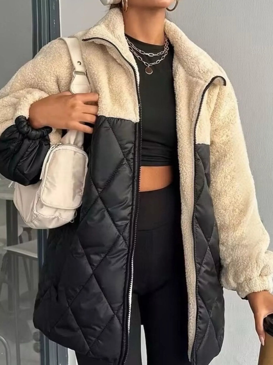 Bethan | Women's Color Block Sherpa Warm Puffer Jacket