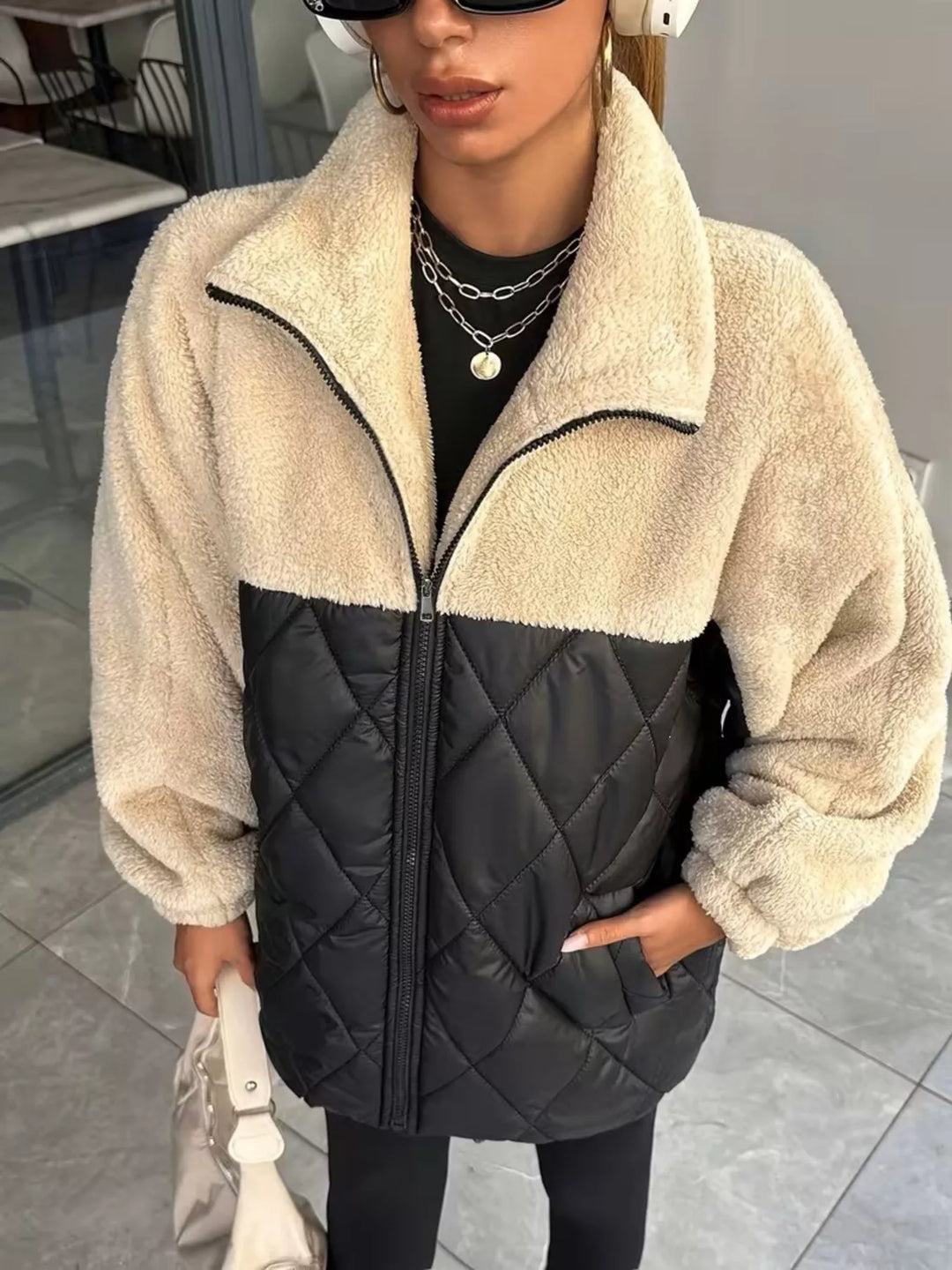 Bethan | Women's Color Block Sherpa Warm Puffer Jacket