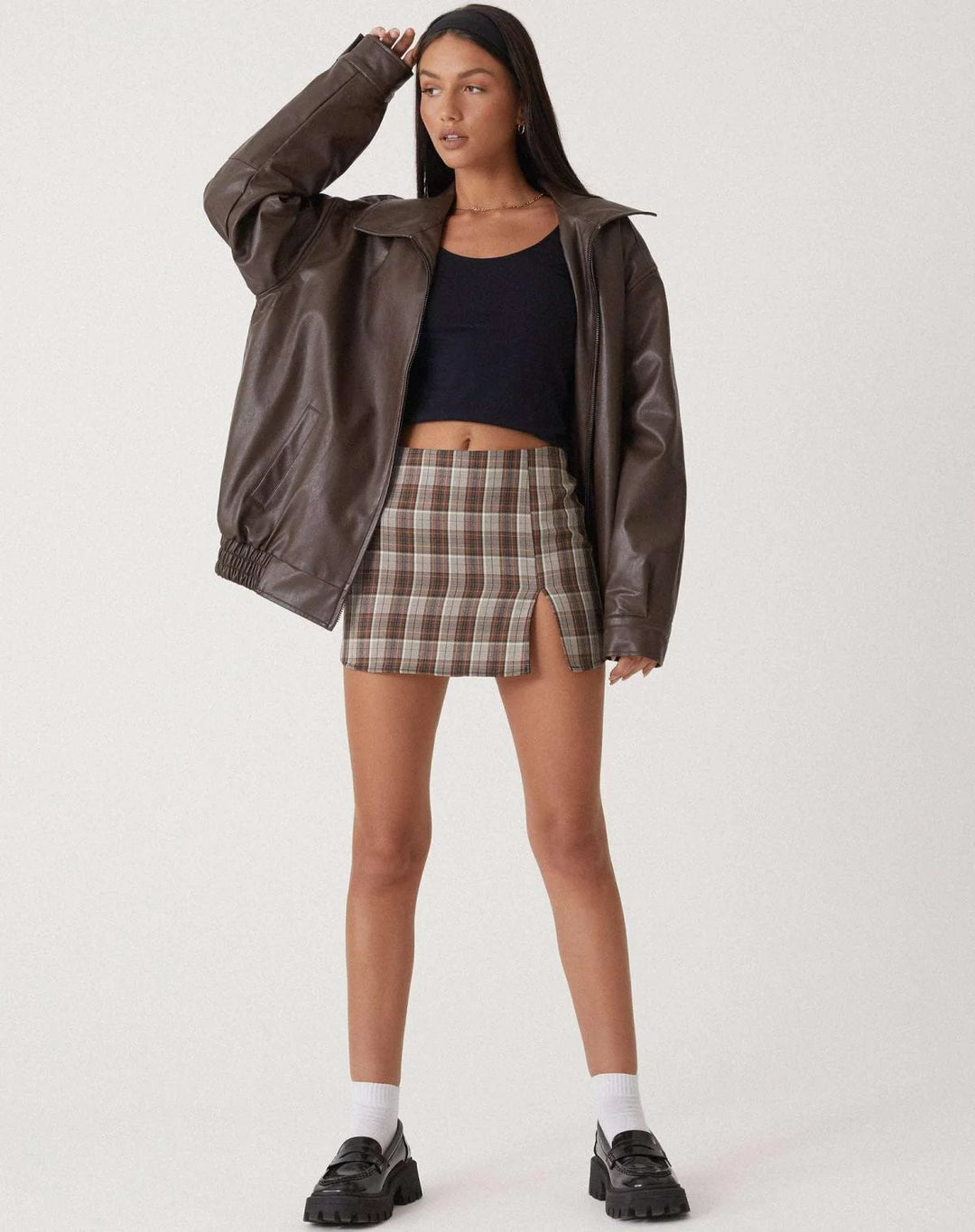 Bianca | Women's Oversized Bomber Jacket Zip Up Ribbed Trim