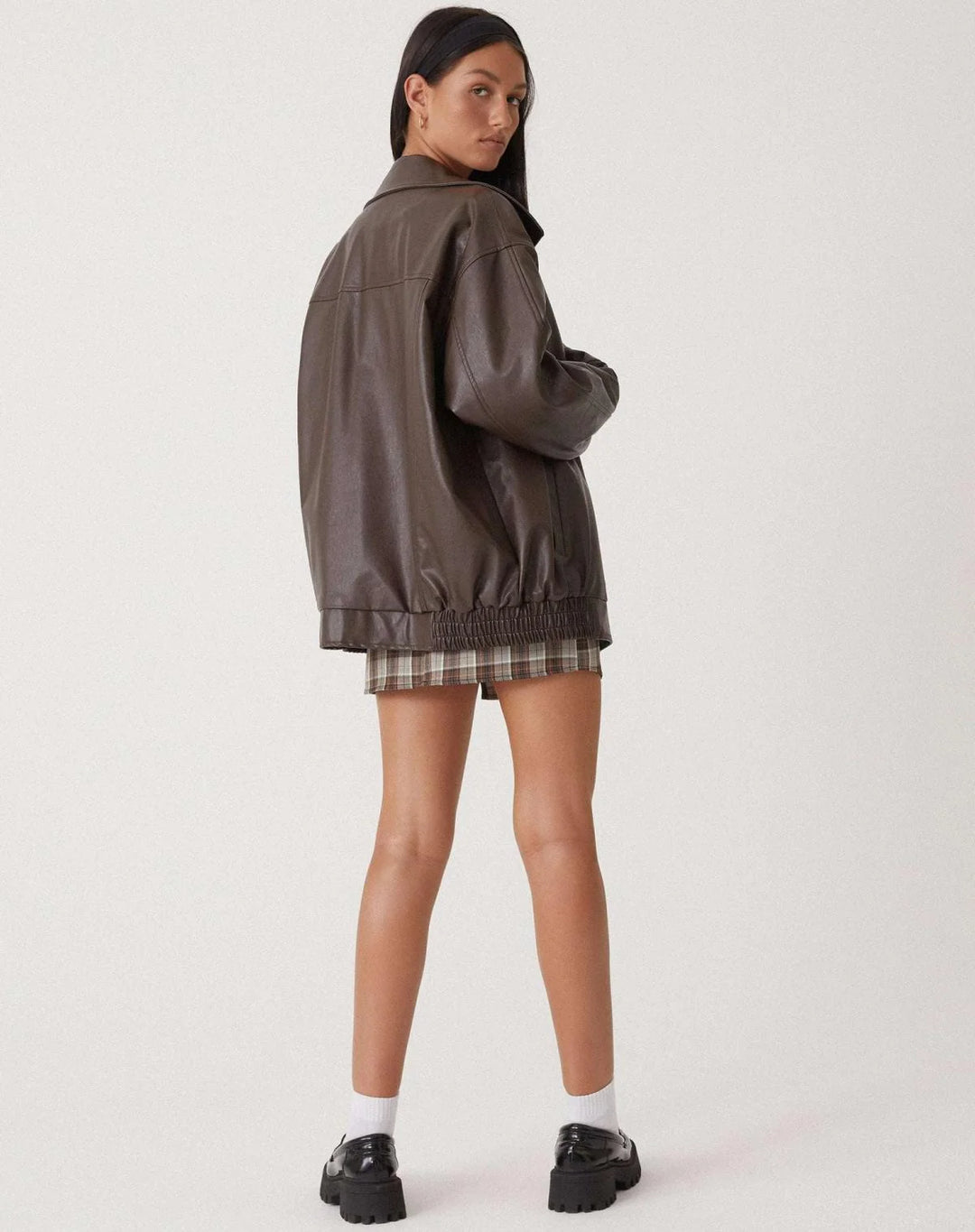 Bianca | Women's Oversized Bomber Jacket Zip Up Ribbed Trim