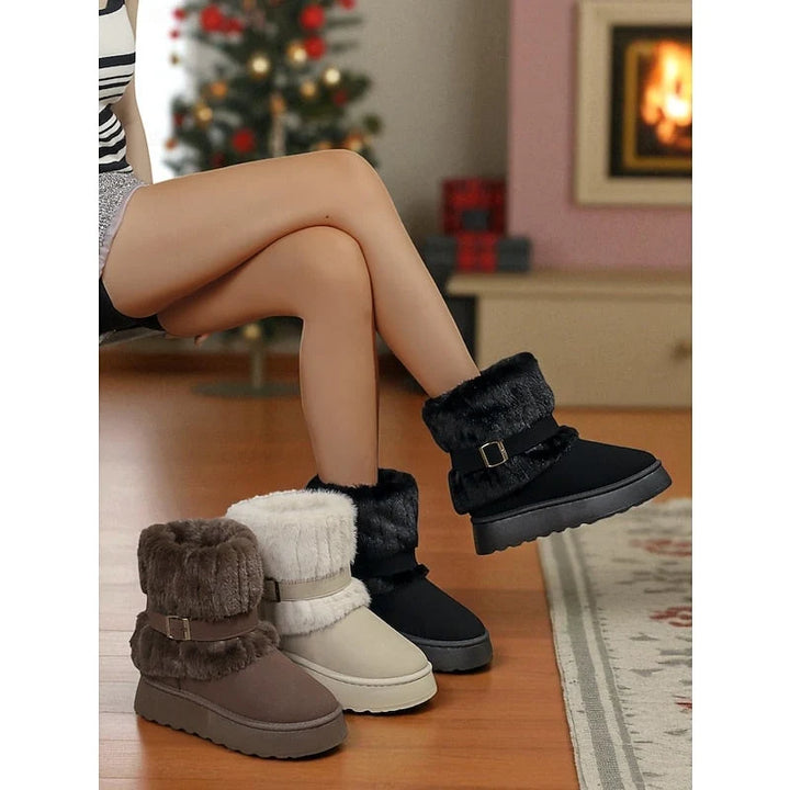 Bridie | Women's Faux Fur Trim Grip Sole Cute Snow Boots