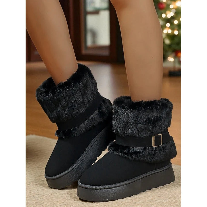 Bridie | Women's Faux Fur Trim Grip Sole Cute Snow Boots