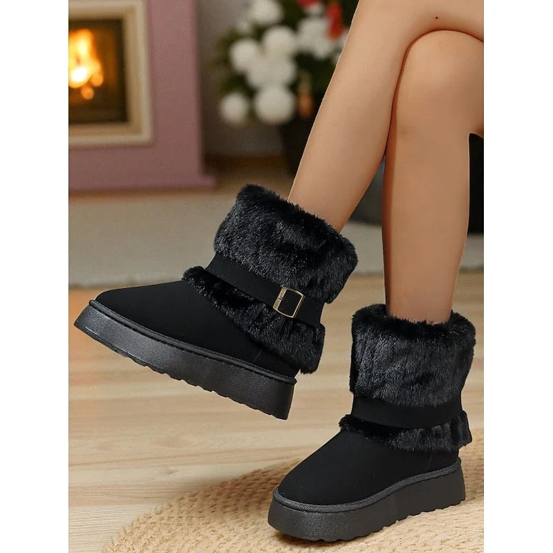 Bridie | Women's Faux Fur Trim Grip Sole Cute Snow Boots