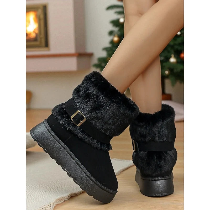 Bridie | Women's Faux Fur Trim Grip Sole Cute Snow Boots