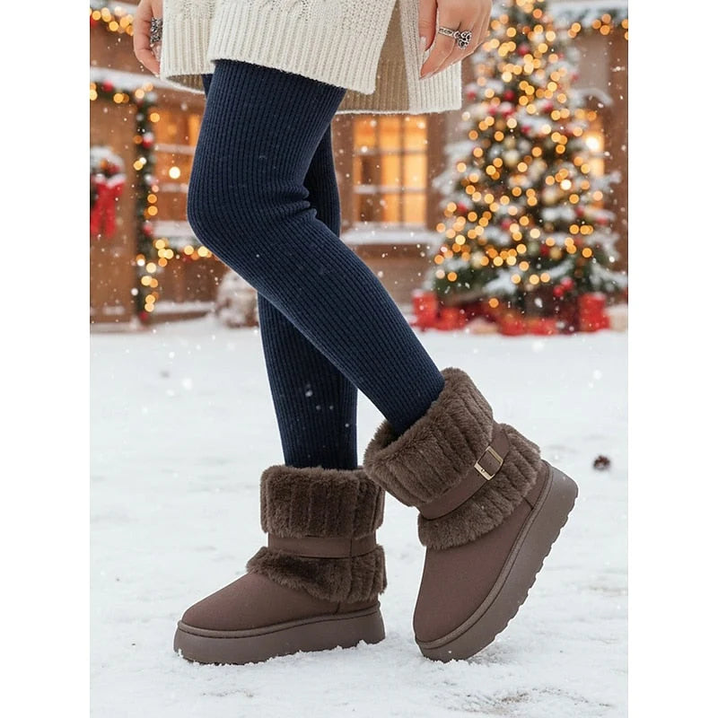 Bridie | Women's Faux Fur Trim Grip Sole Cute Snow Boots