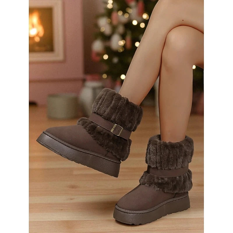 Bridie | Women's Faux Fur Trim Grip Sole Cute Snow Boots