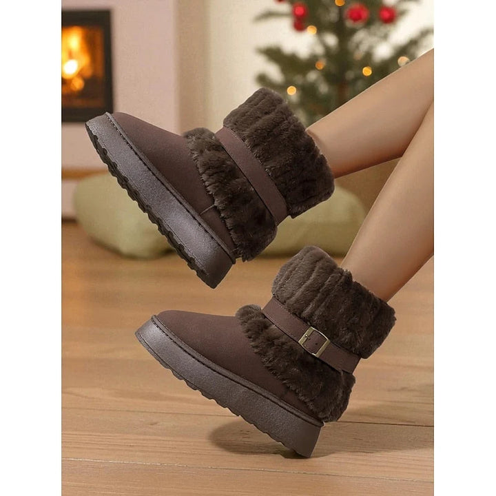 Bridie | Women's Faux Fur Trim Grip Sole Cute Snow Boots