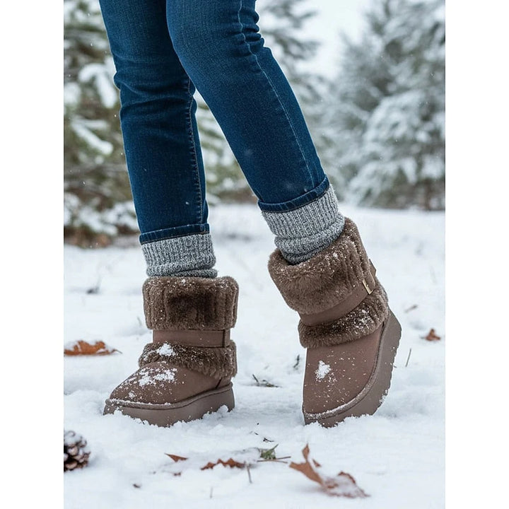 Bridie | Women's Faux Fur Trim Grip Sole Cute Snow Boots